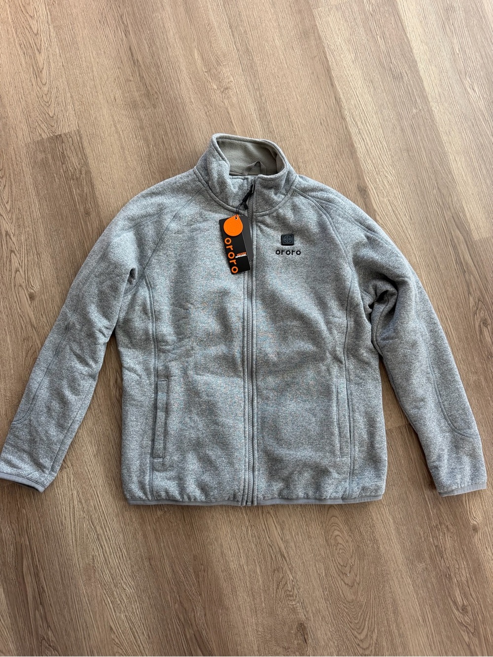 NWT Ororo Mens Medium Heated Full Zip Fleece Jacket Grey No Battery